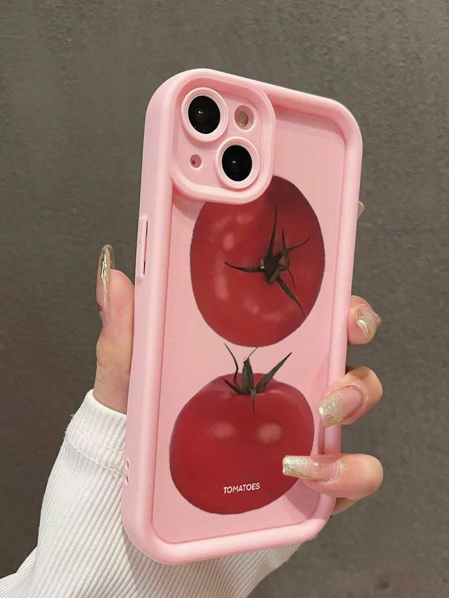 Cartoon Tomato Printed TPU Shockproof Phone Case Compatible with Iphone Models Including 16, 15 Pro Max, 15 Plus, 15 Pro, 15, 14 Pro Max, 14 Plus, 14 Pro, 14, 13 Pro Max, Pro Max, 12 Pro Max, 12 Pro, 12, 11 Pro Max, 11 Pro, 1