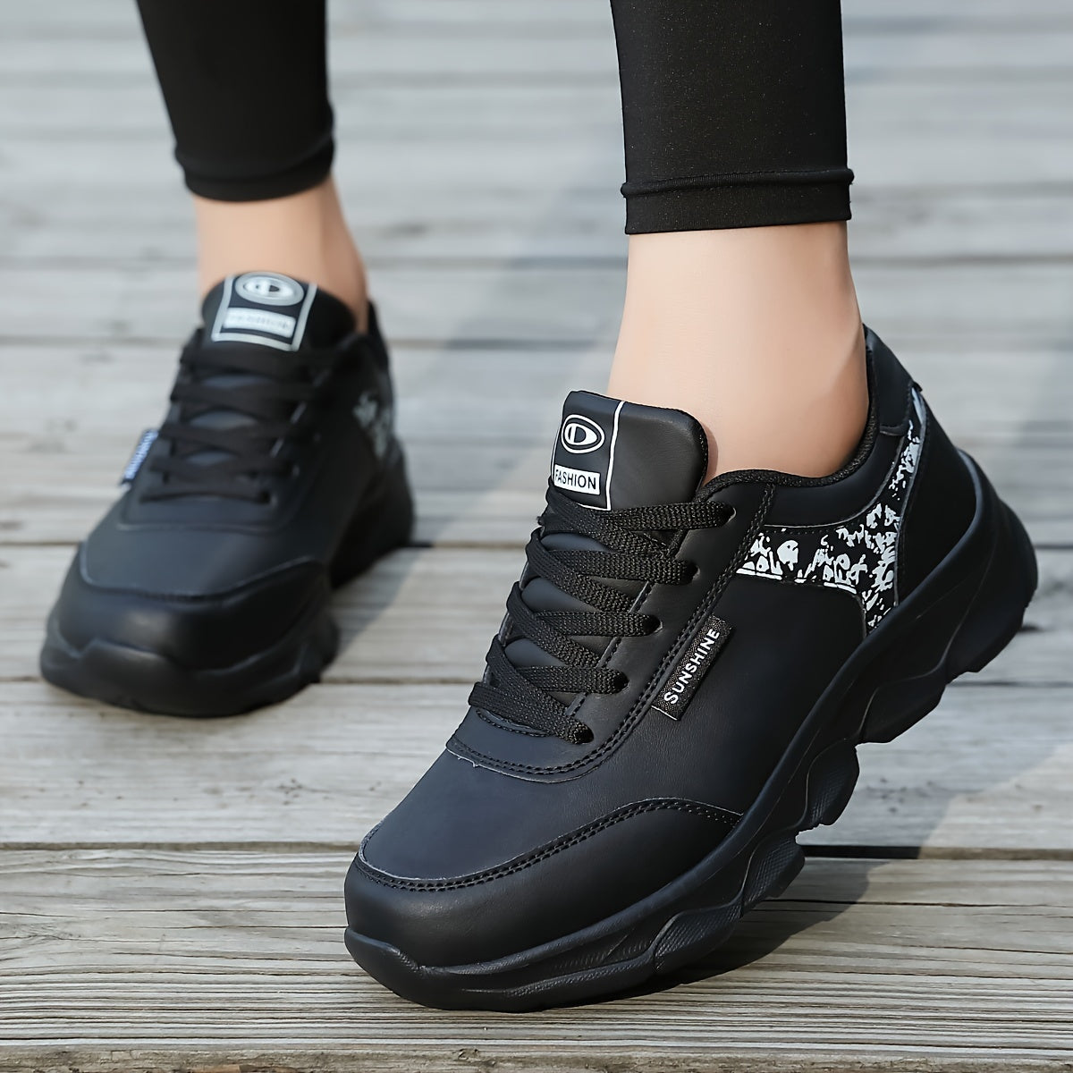 Women's Waterproof Casual Sneakers - Lightweight, Fashionable Lace-Up Running Shoes with Soft MD Sole, Breathable Mesh Lining, and Floral Pattern - Perfect for Work, School, and Casual Attire, Ladies Sneakers