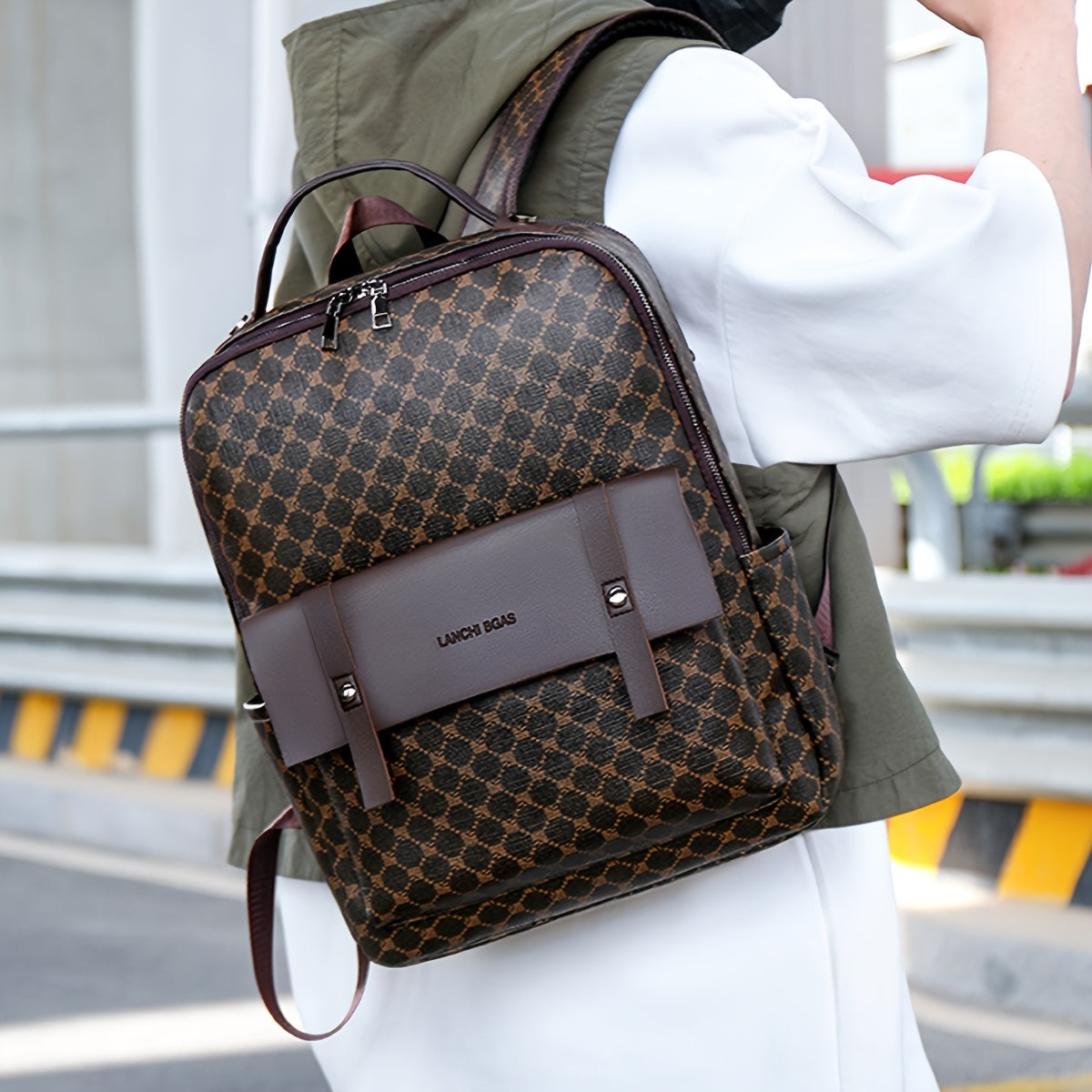 Men's Business Casual Commuter Backpack - Multi-Pocket Convertible Shoulder Bag with Suitcase Attachment, Sleek Minimalist Design for Work Travel Daily Use, Travel Bag
