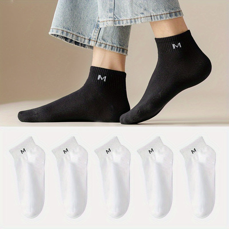 5pairs Men's Thin Mesh Breathable Sweat Absorption Socks For Summer, Men's Trendy Socks