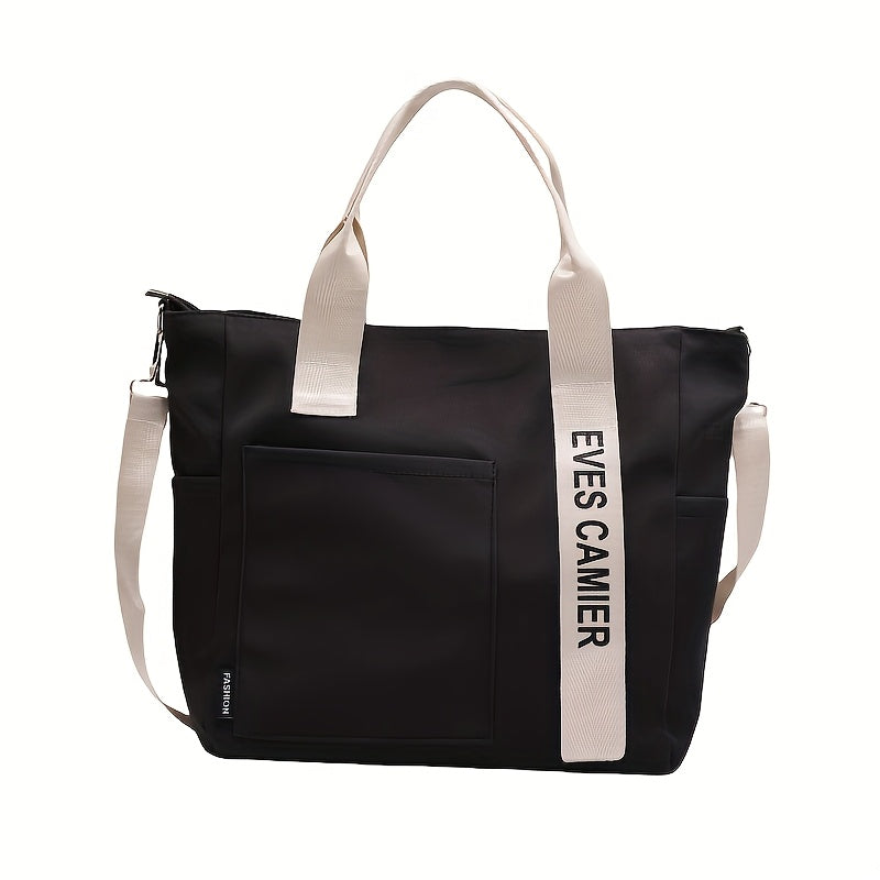Multi-Pocket Tote Bag, Crossbody Travel And Work Shoulder Bag, Portable And Durable With Adjustable Strap For School And Daily Use
