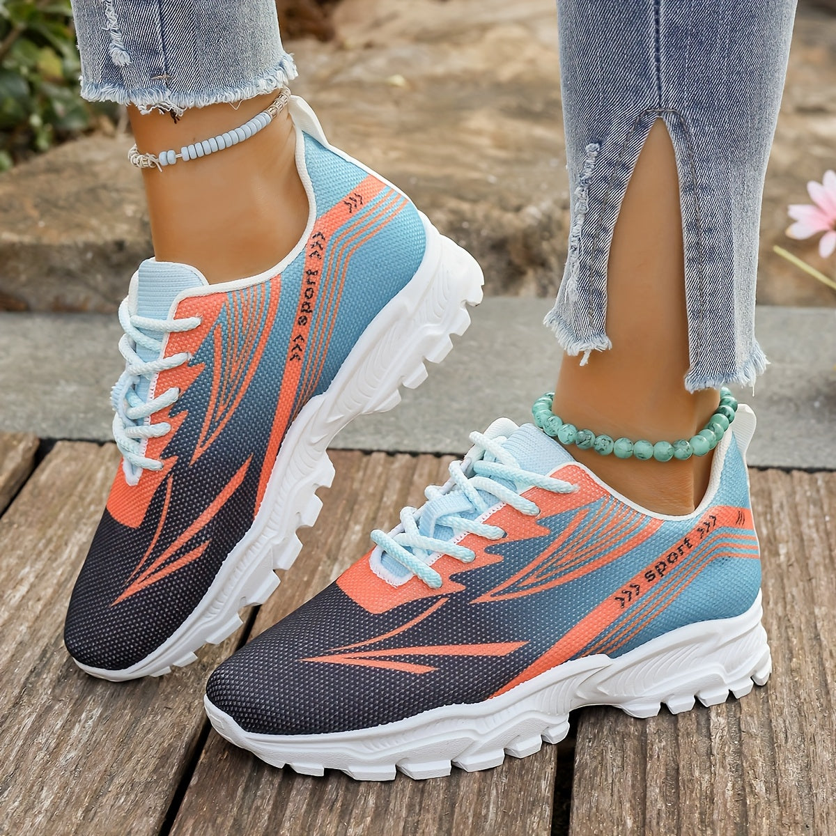 Women'S Breathable Lightweight Walking Shoes - Neon Green Black Striped Design, Lace-Up Sneakers with EVA Cushioned Sole for All-Season Comfort, Casual Outdoor Footwear, Ladies Sneakers, Modern Striped Design, Synthetic Fau