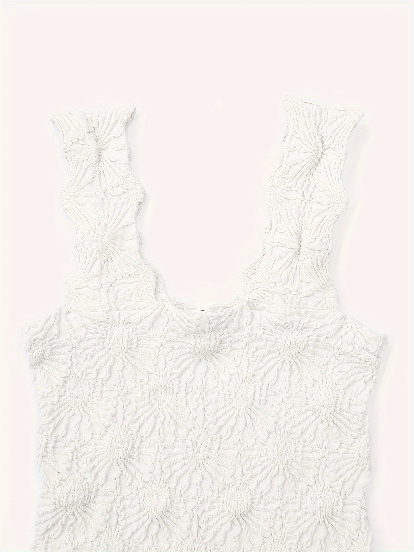 Women's Fashion Cami Tank Top With Jacquard Floral, Wide Shoulder Strap Square Neck Tank Top, Women's Activewear