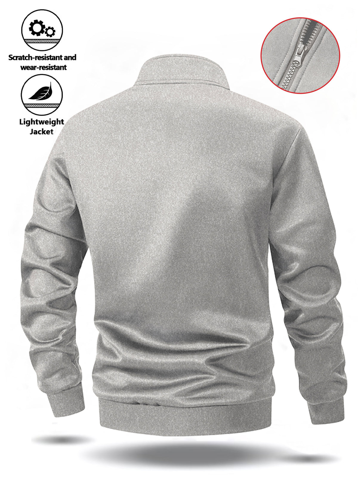 Men's Stand Collar Zip-Up Jacket with Striped Sleeves for Spring