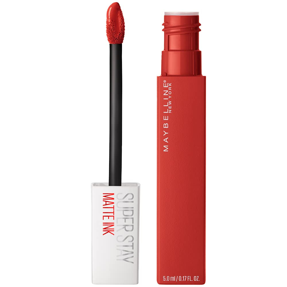 Maybelline Super Stay Matte Ink Liquid Lipstick Makeup, Long Lasting High Impact Color, up to 16H Wear, Exhilarator, Ruby Red, 1 Count, Packaging May Vary