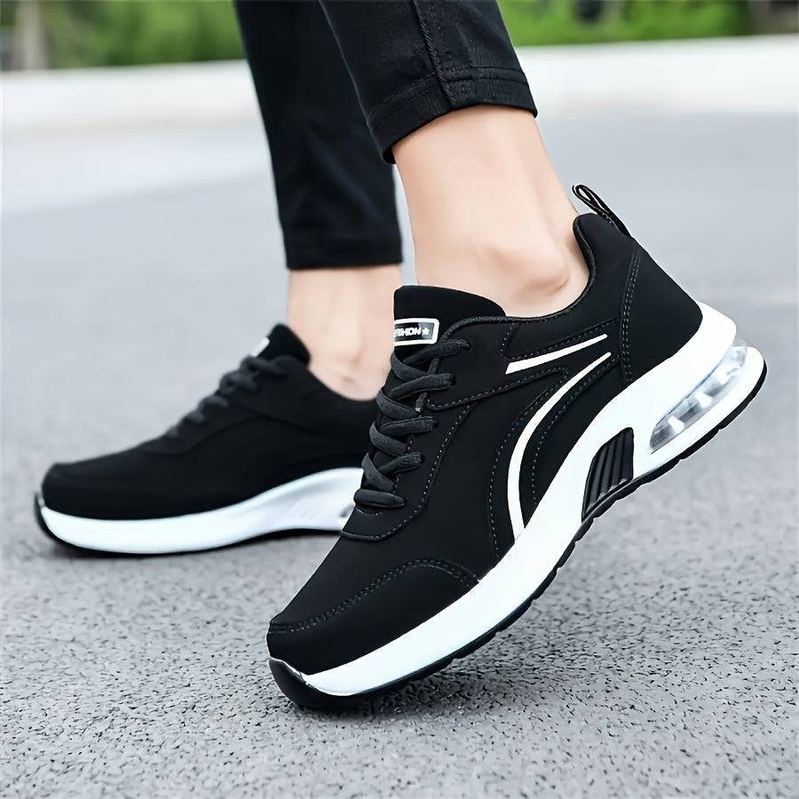 Women's Sneakers - Lightweight All-Season Gym Shoes, Cushioned Arch Support Non-Slip PU Outsole - Black Sneakers for Running, Casual, Office - Lace-Up Fitness Footwear with Minimalist Design, Ladies Sneakers, Everyday Comfo