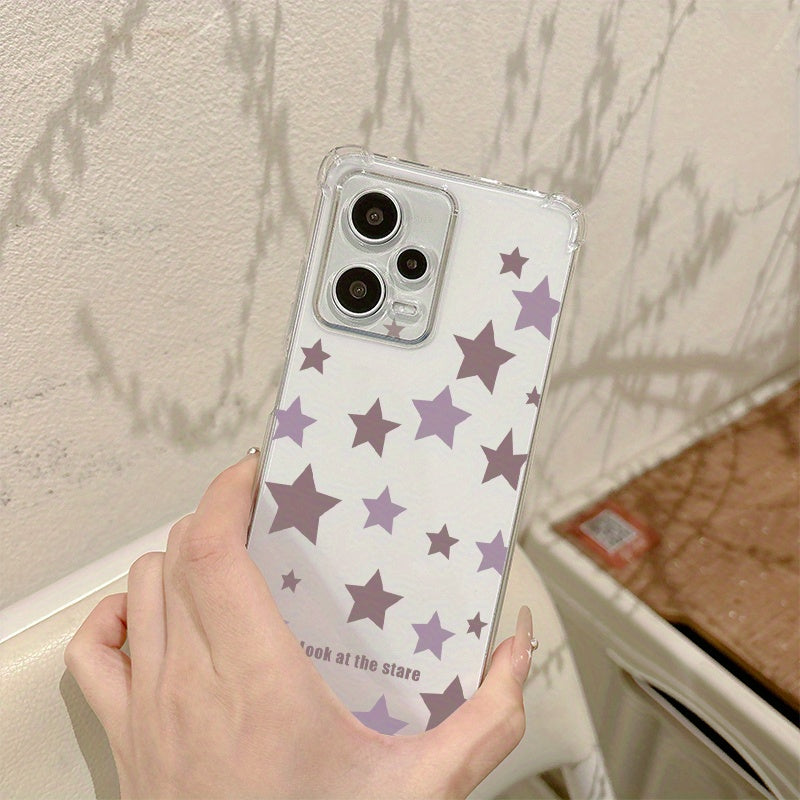 Purple Five-pointed Star This high-quality TPU transparent protective case for OPPO Realme 13PLUS 12PRO 11 10pro+ 9 Narzo N30 N50 N70 all-inclusive soft protective cover for REALME GT NEO3 C67 C63 C55 C35 C33 C31 C25Y Simple