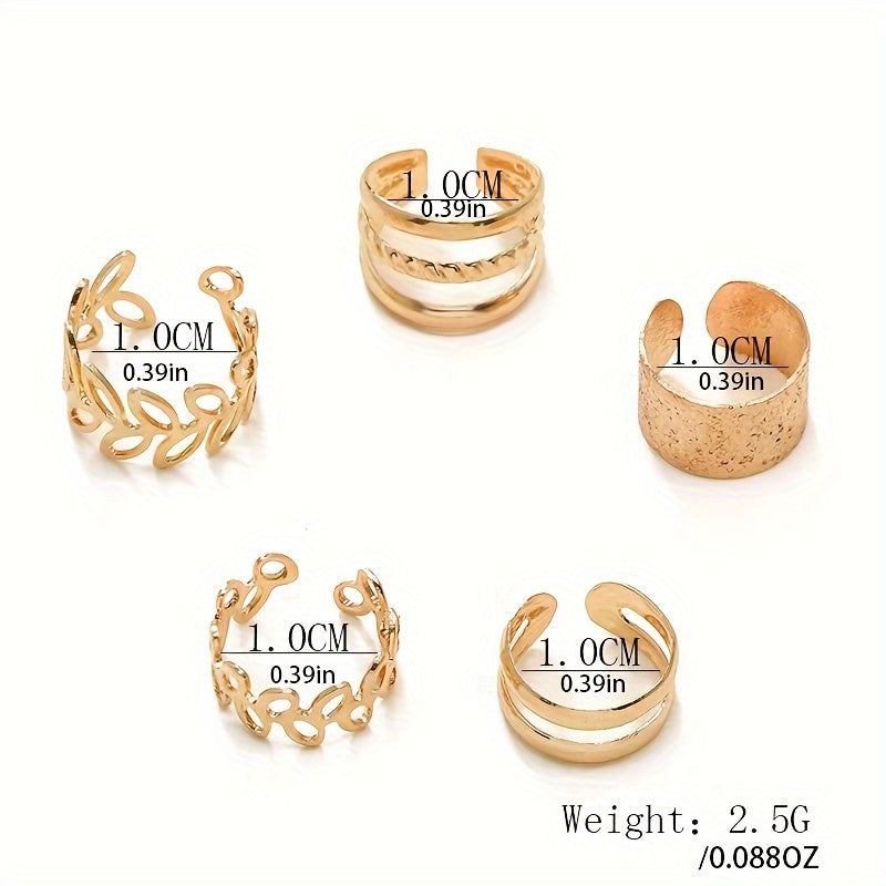 Wholesale Set Of 5 Women's Ear Clips, Simple And Stylish C-shaped Non-piercing Ear Cuffs For Middle Eastern Market