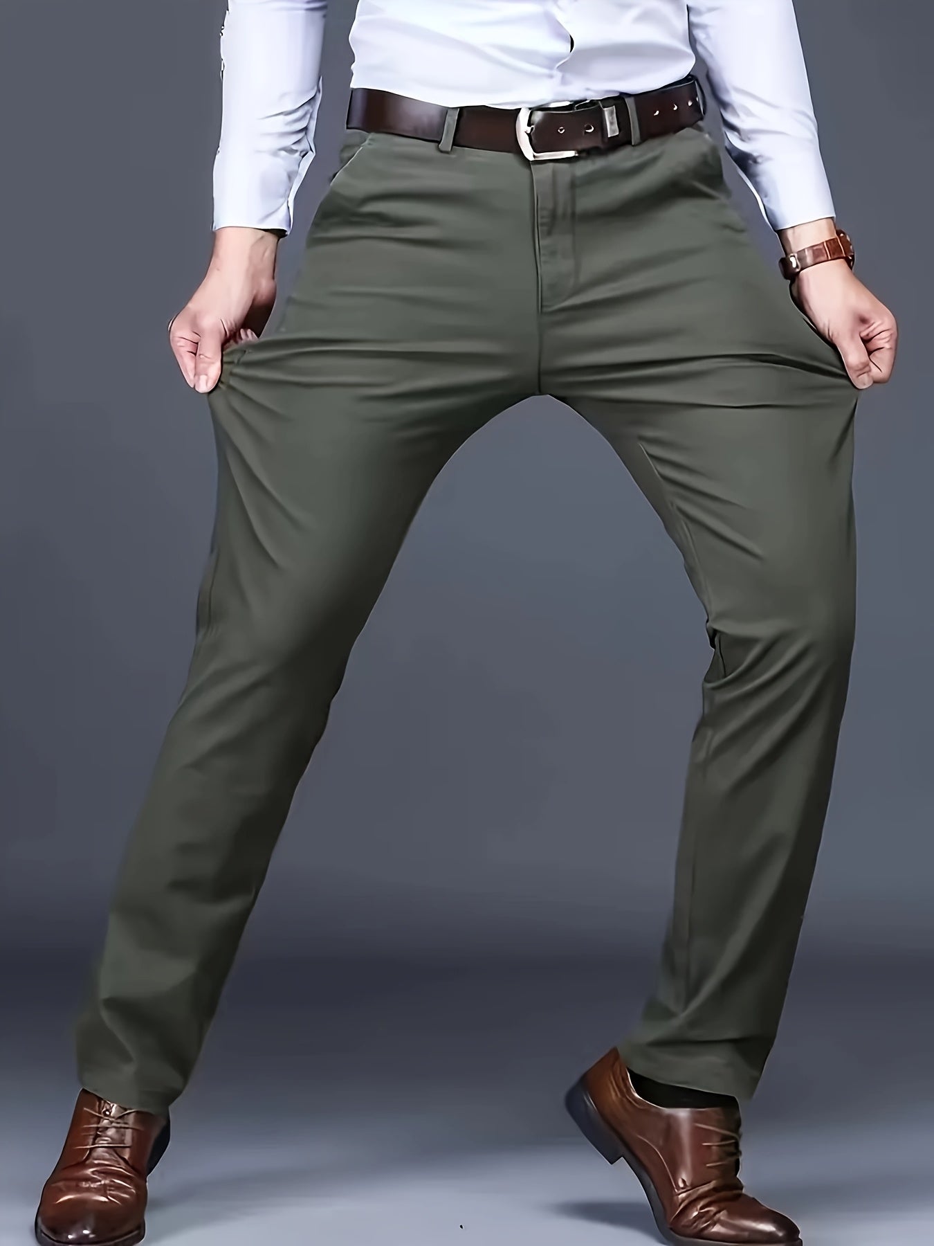 New Casual Formal Pants for Men in Four Seasons, Featuring a Business Style with Trendy Long Trousers. Fashionable And Versatile Men'S Elastic Dress Pants with a Comfortable Classic Design for Casual Wear.