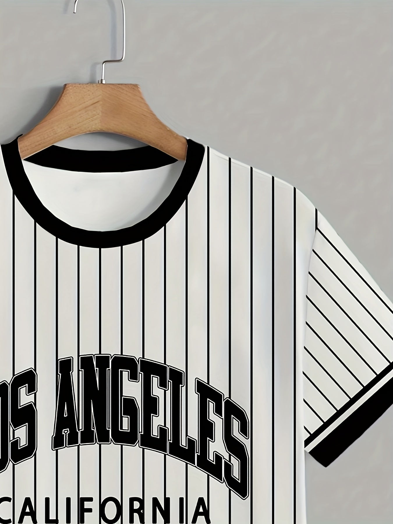 Men'S Los Angeles California Striped T-Shirt - Casual Short Sleeve Crew Neck, Breathable Summer Outdoor Sports Top, White with Black Letter Print, Regular Fit Tee for Casual Attire, Breathable Clothing California Pride Shir