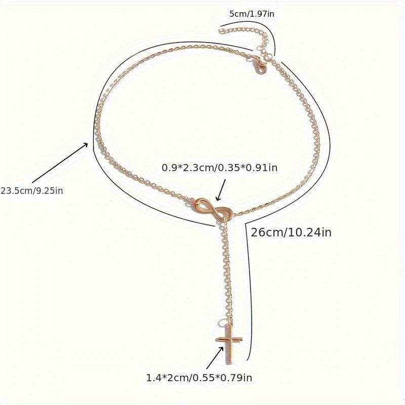 Մինիմալիստական Lucky 8 նիշանոց Cross Short Necklace Jewelry