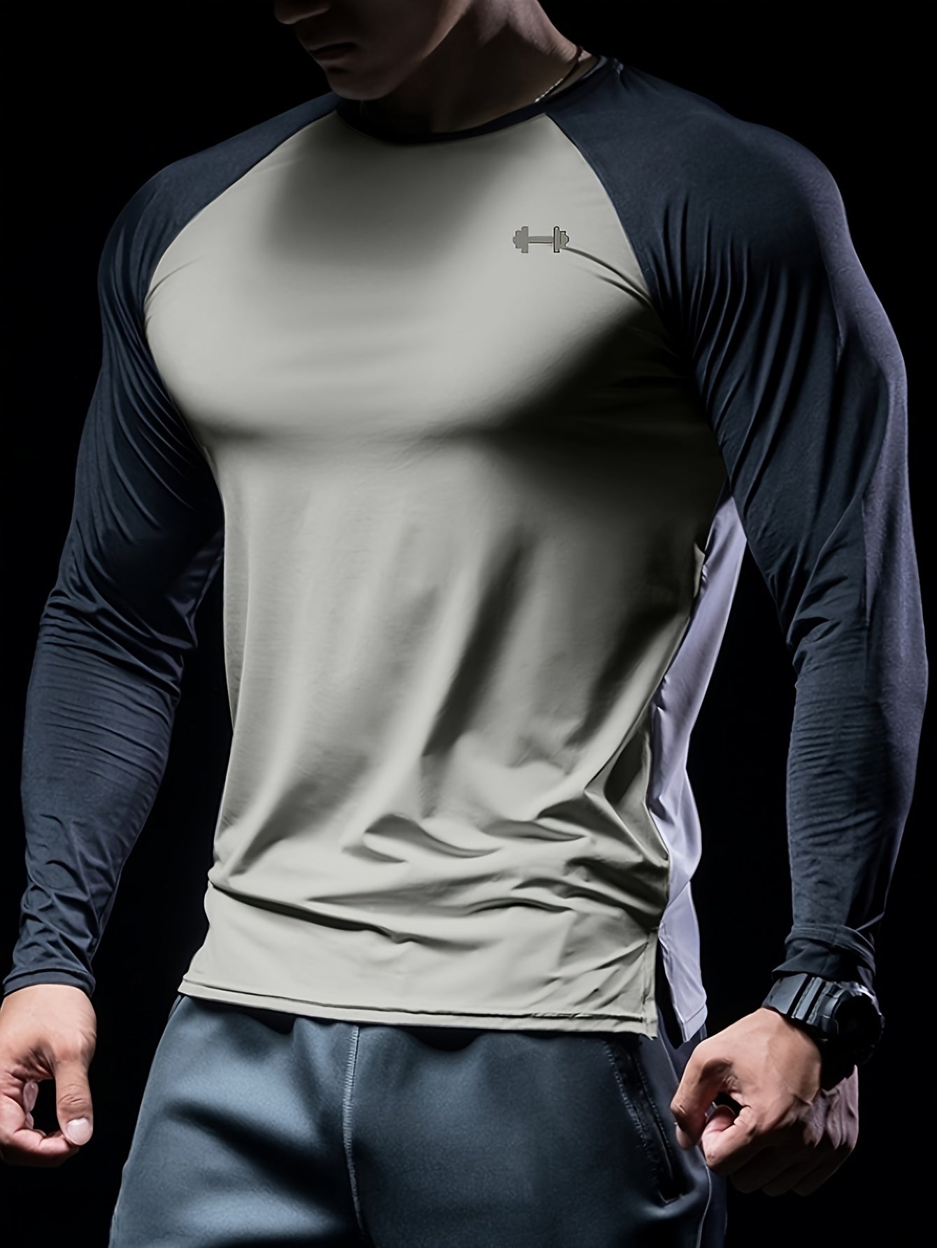 Տղամարդկանց Color Block Athletic Muscle Fit շապիկ, տղամարդկանց շնչառական կոմպրեսիոն շապիկ, հարմարավետ վերնաշապիկ ամառային սպորտի համար