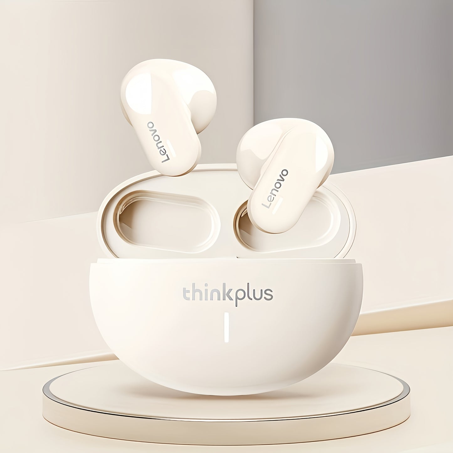 Lenovo ThinkPlus LP19 անլար ականջակալներ լիցքավորման պատյանով, Hi-Fi ձայնի որակ, անլար 5.0, վերալիցքավորվող USB-C, Smart համատեղելիություն, սպիտակ