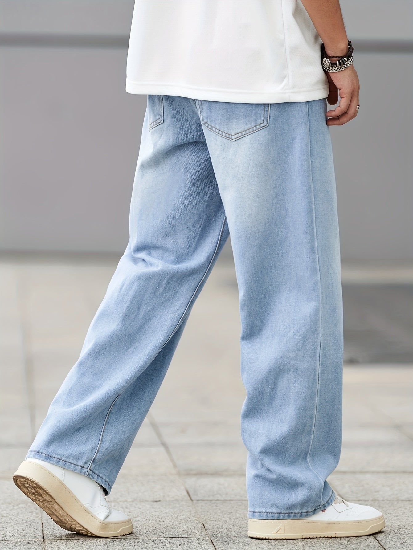 Men's Loose Fit Wide Leg Jeans, Men's Stylish Comfy Denim Pants, Versatile For Four Seasons