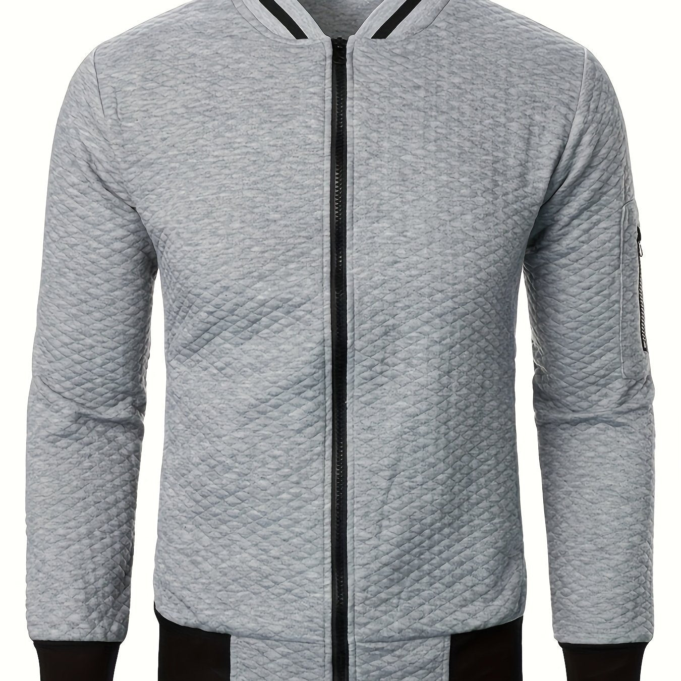 Men's Casual Full Zip Bomber Jacket, Warm Comfy Blouson Jacket For Autumn And Winter Outdoor Activity