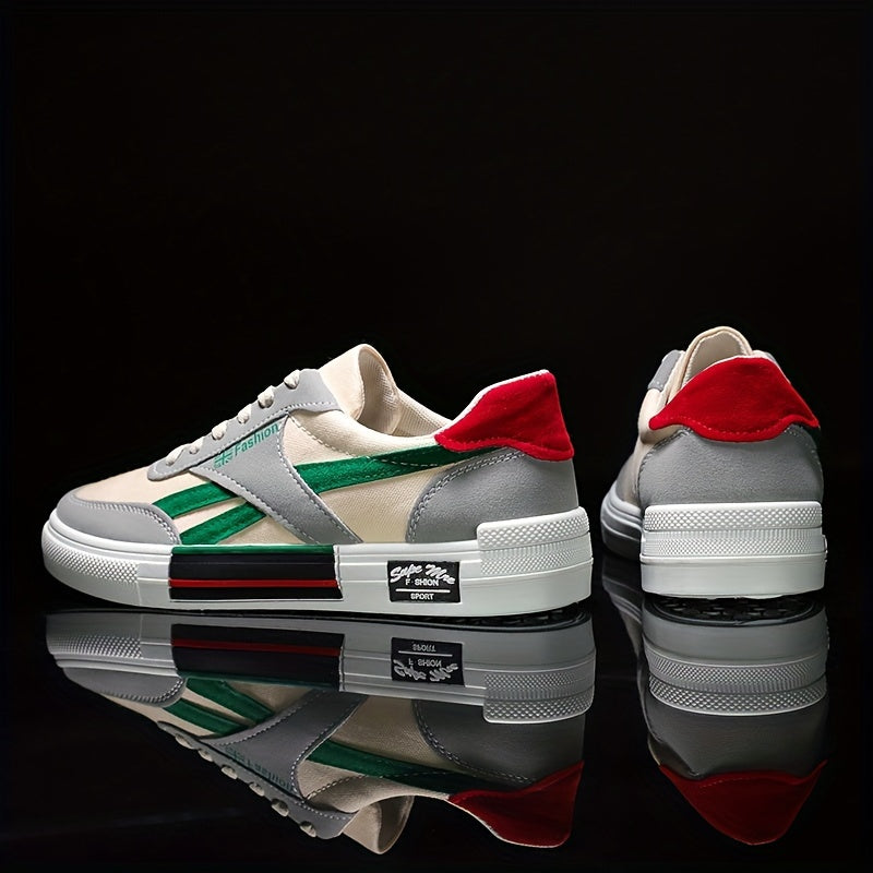 Men's Casual Skateboard Sneakers - Breathable Canvas, Non-Slip Lace-Up Shoes for All Seasons, Street Style