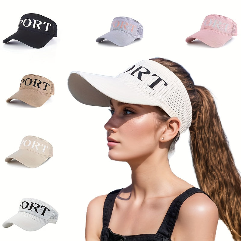 Women'S Breathable Polyester Ponytail Hat, Elastic Visor Cap for Spring/Summer, Outdoor Sports Baseball & Golf Cap, Knitted, No Feathers, Dry Clean Only
