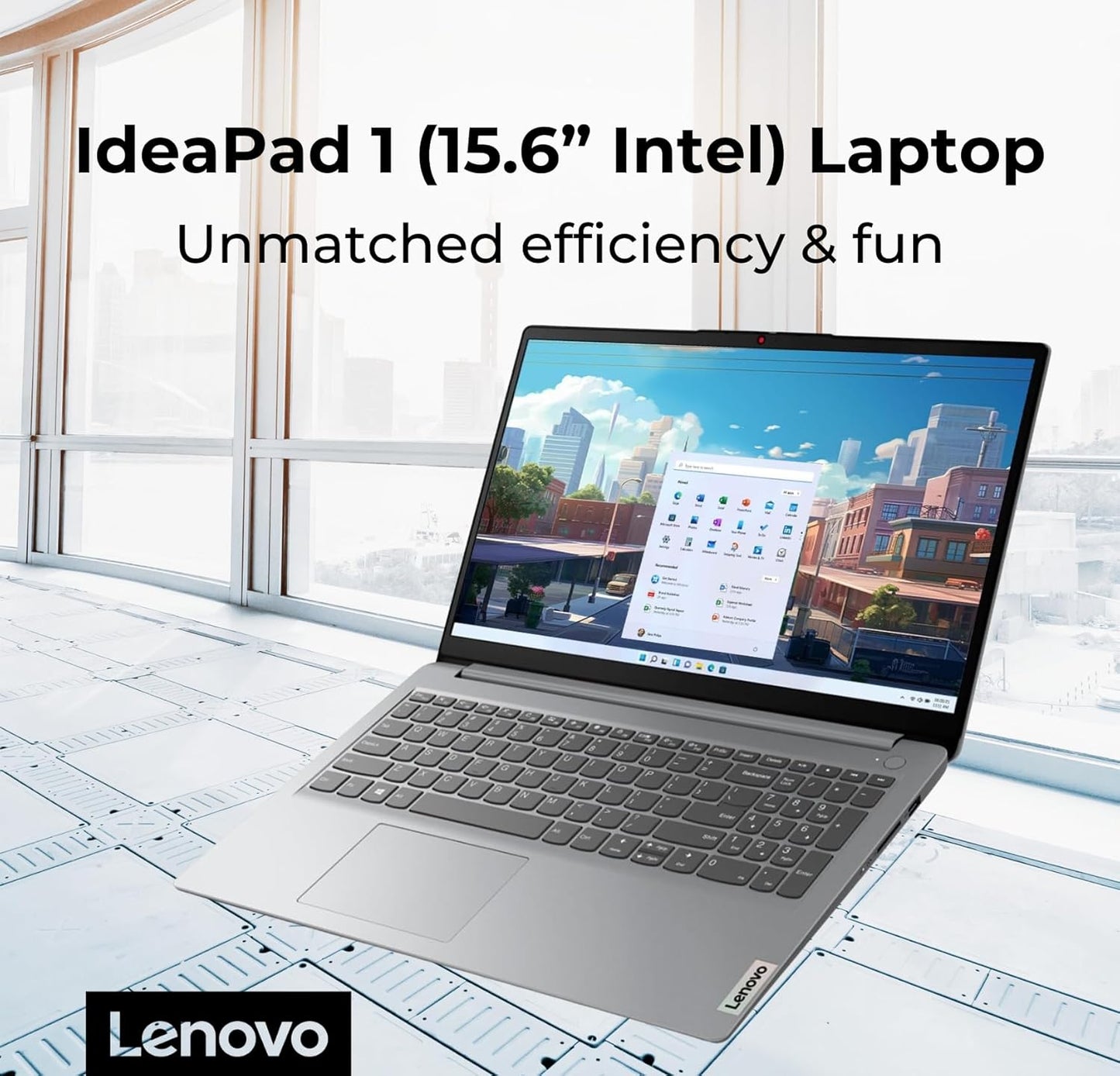 Lenovo Ideapad 1 Student Laptop, 15.6" FHD Display, Intel Dual Core Processor, 12GB RAM, 512GB SSD + 128GB Emmc, 1 Year Office 365, Wi-Fi 6, Webcam, Bluetooth, SD Card Reader, Windows 11 Home, Grey