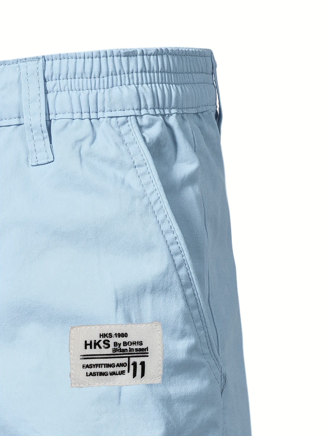 Men'S Classic Solid Color Polyester Short Pants, Casual Golf Wear, Mid Waist, Regular Fit, Slight Stretch Fabric, with Pocket