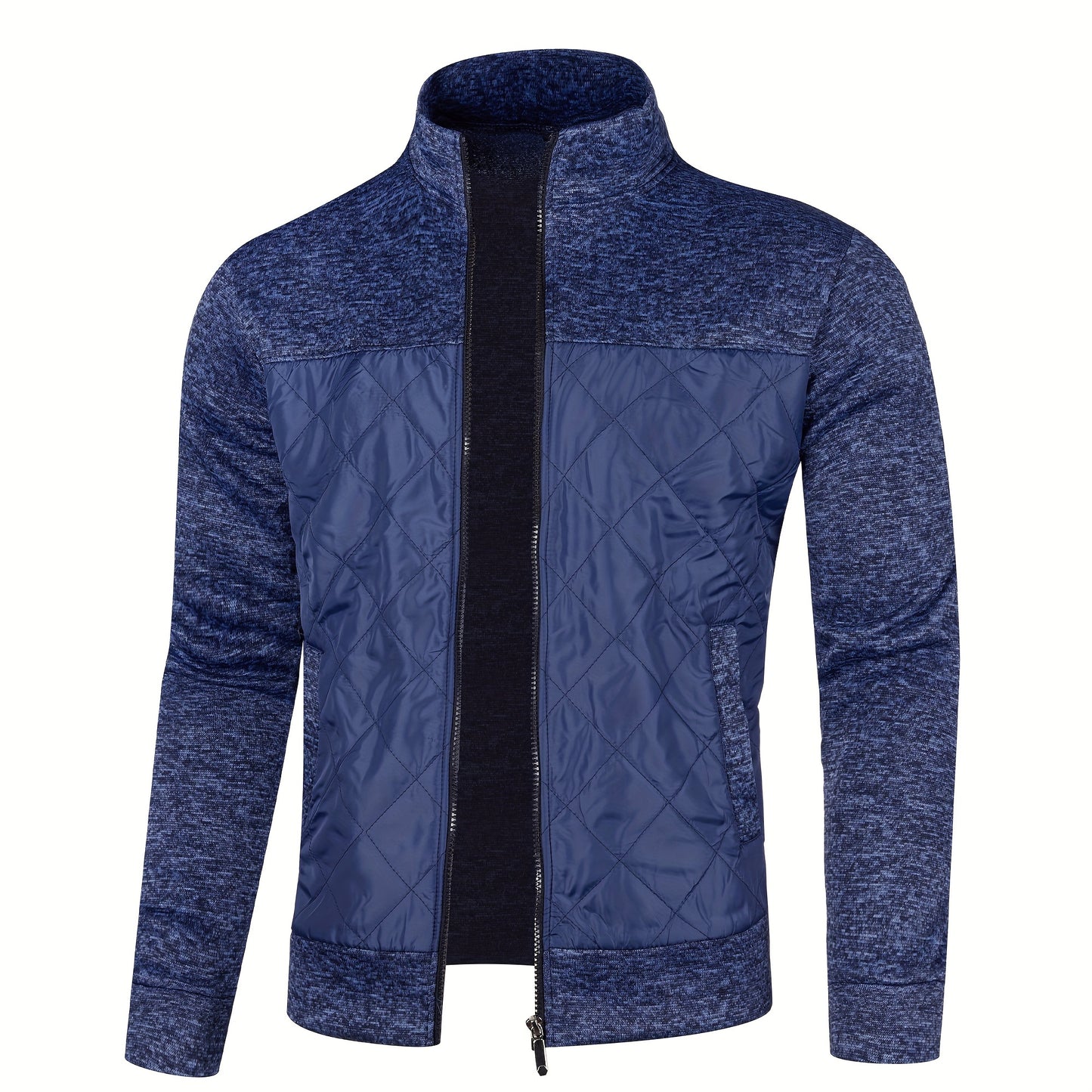 Men's Knitted Cardigan Jacket, Autumn Winter Casual Stand Collar Full Zip Coat, Long Sleeve Regular Fit Jacket
