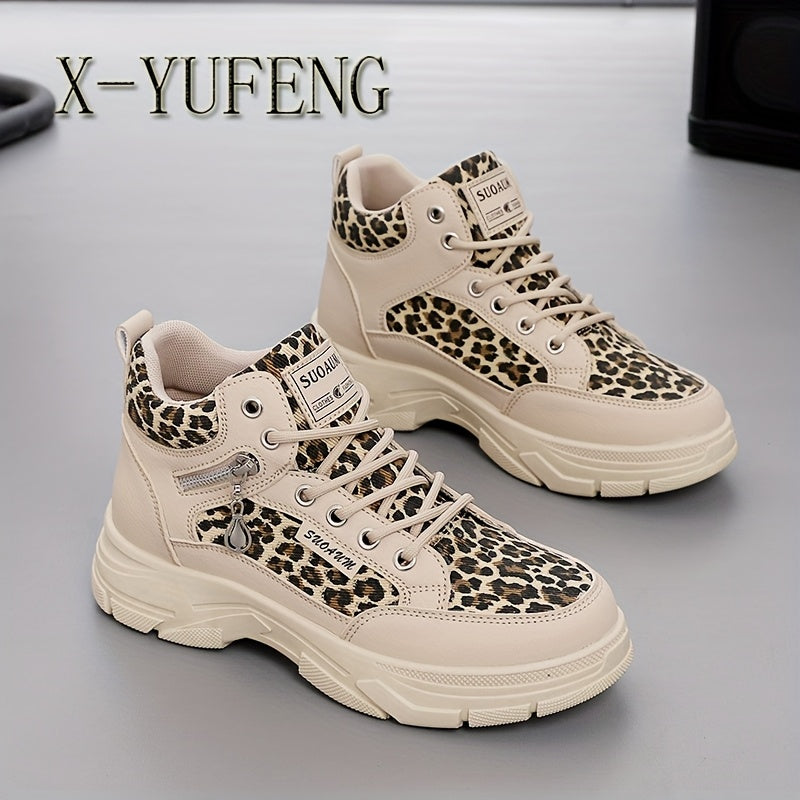 Women'S Stylish Leopard Print Sneakers - Casual, Versatile Walking Shoes for Outdoor and Fitness Activities, Lightweight and Comfortable, All-Season Use, Casual Walking Shoes Leopard Print Sneakers Comfortable Walking Sho