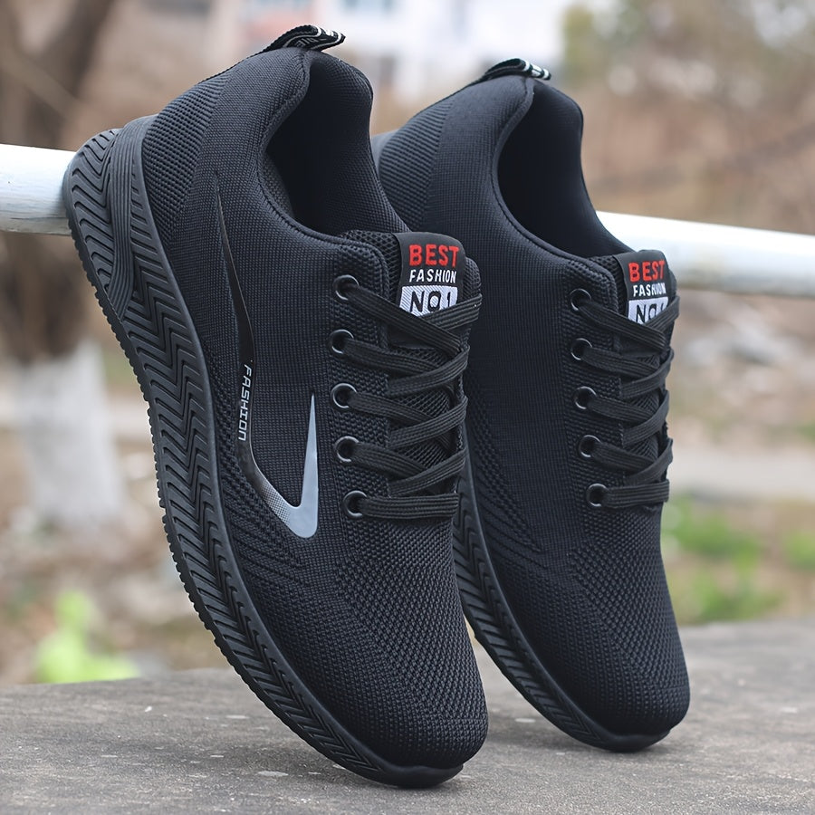 Men's Breathable Mesh Running Shoes - Lightweight, Non-Slip Casual Sneakers with "BEST PARENTS NO.2.54cm Design, Low-Top Lace-Up Sneakers for All Seasons