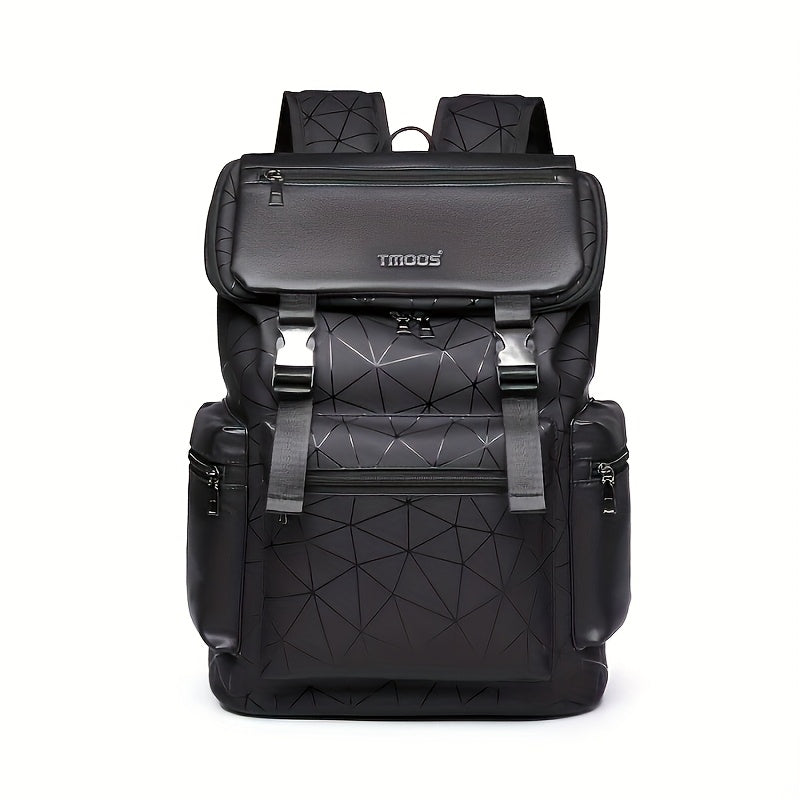 Unisex Backpack with Crocodile Texture, Large Capacity, Anti-Theft, Multi-Compartment, Fits 14-inch Laptop, Casual Travel Business Commute, Minimalist Style, No Battery - Black