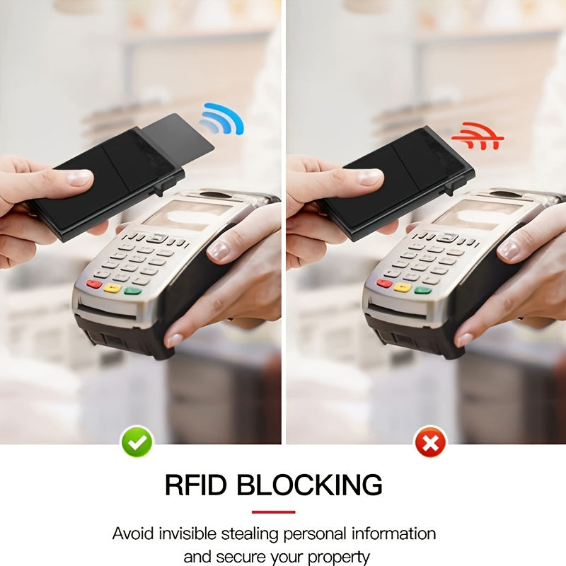 Simple RFID Blocking Aluminum Alloy Credit Card Holder with Money Bag for Men