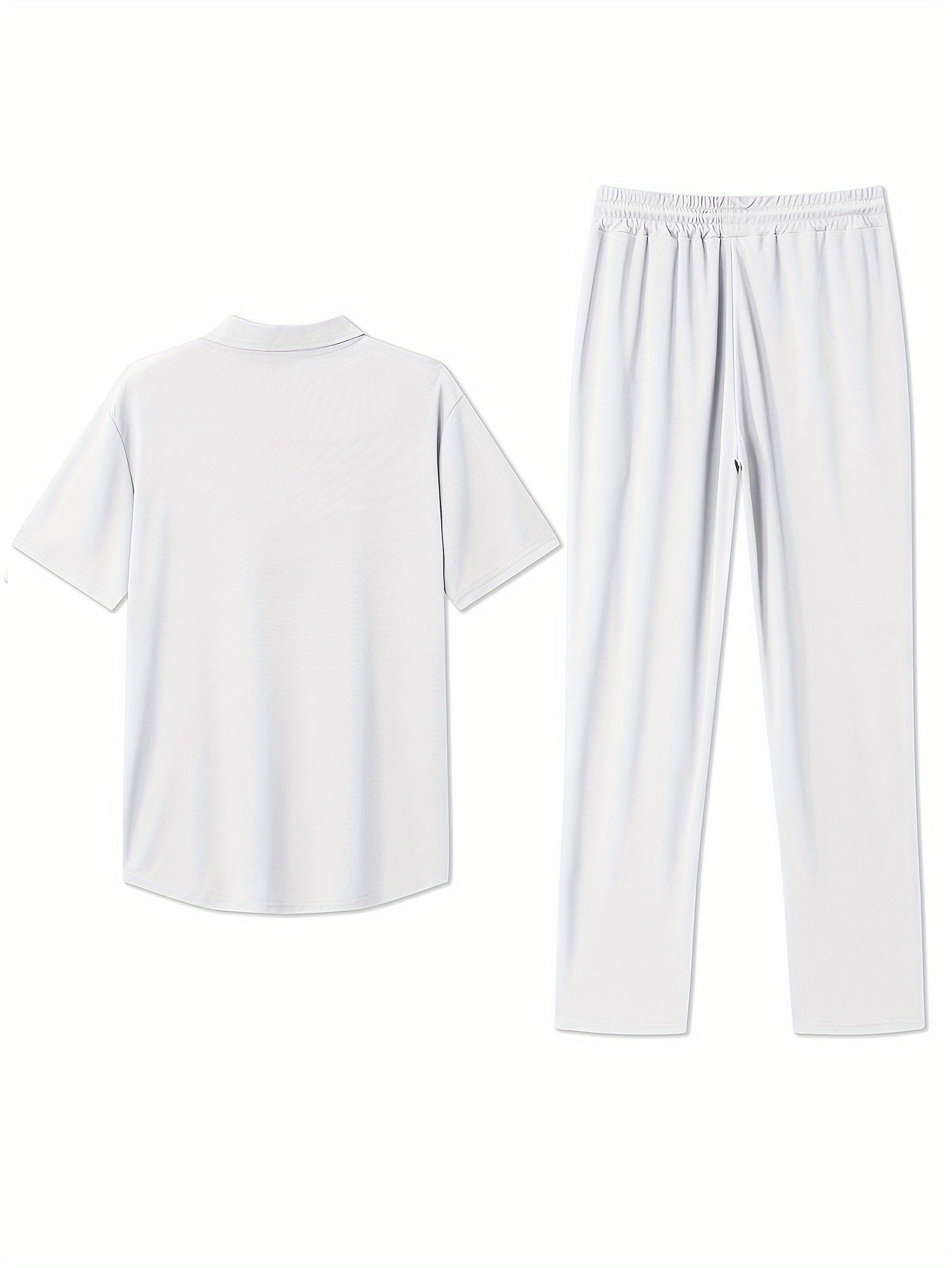 Men's Slim-Fit Casual & Joggers Set - Breathable Polyester, Short Sleeve, Summer Outdoor Wear