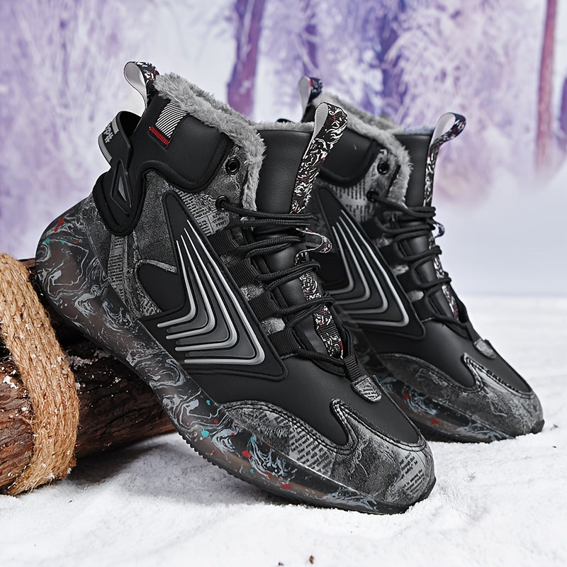 Men'S Lightweight Snow Boots with Thickened Fleece, Stylish And Comfortable for Outdoor Use, Featuring a Non-Slip Design for Warmth in Winter.