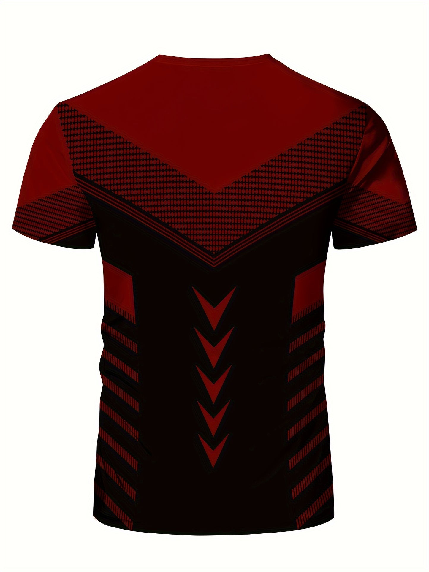 Men'S Geometric-Pattern Sports T-Shirt, Polyester Blend, Crew Neck, High Stretch, Short Sleeve, Quick-Dry, Tear-Resistant, Knit Fabric, Skinny Fit, with 3D Heat Sublimation for Running, Yoga, Training, Hiking, Casual & Athlet
