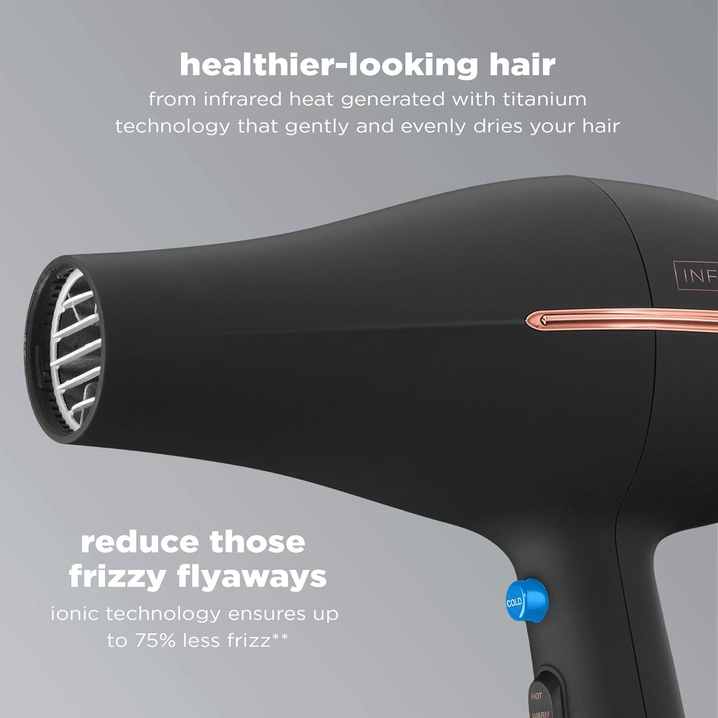 INFINITIPRO by CONAIR Hair Dryer with Diffuser | AC Motor Pro Hair Dryer with Ceramic Technology | Includes Diffuser and Concentrator | Black | Packaging May Vary