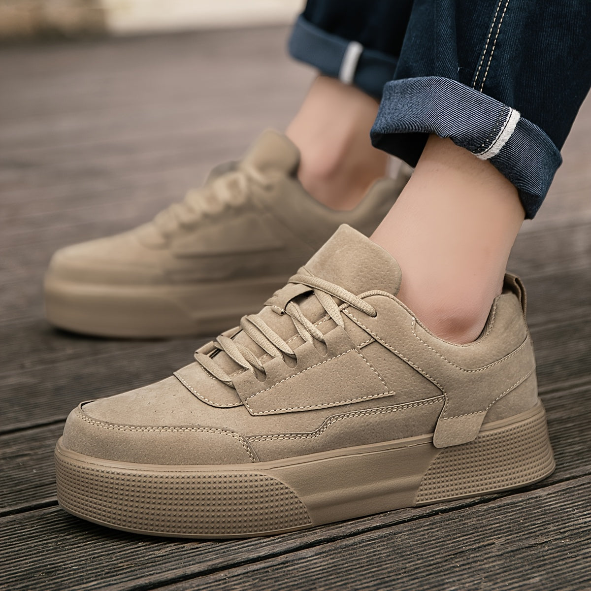 1pair Men'S Classic Solid Grey Skateboard Sneakers, Casual Street Style Lace-Up Running Shoes, Lightweight Stability Low Top with Faux Upper, Fabric Inner & EVA Sole for All-Season Outdoor Activities
