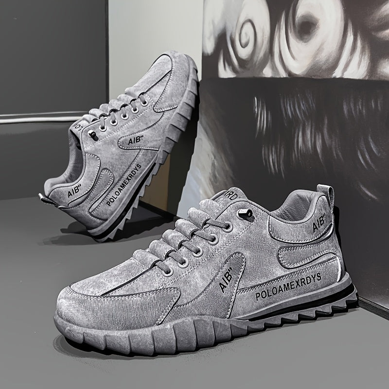 Men's Slip-On/Lace-Up Casual Shoes - All-Season Non-Slip Cushioned PVC Sole, Low-Top Athletic Sneakers Grey/ for Gym, Office, Everyday - Durable Canvas Upper Non-Slip Grip Outsole, Grip Enhancing Footwear, Comfortable Lined