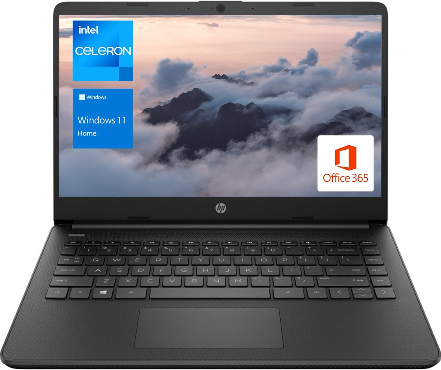 HP Portable Laptop, Student and Business, 14" HD Display, Intel Quad-Core N4120, 8GB DDR4 RAM, 64GB Emmc, 1 Year Office 365, Webcam, RJ-45, HDMI, Wi-Fi, Windows 11 Home, Silver