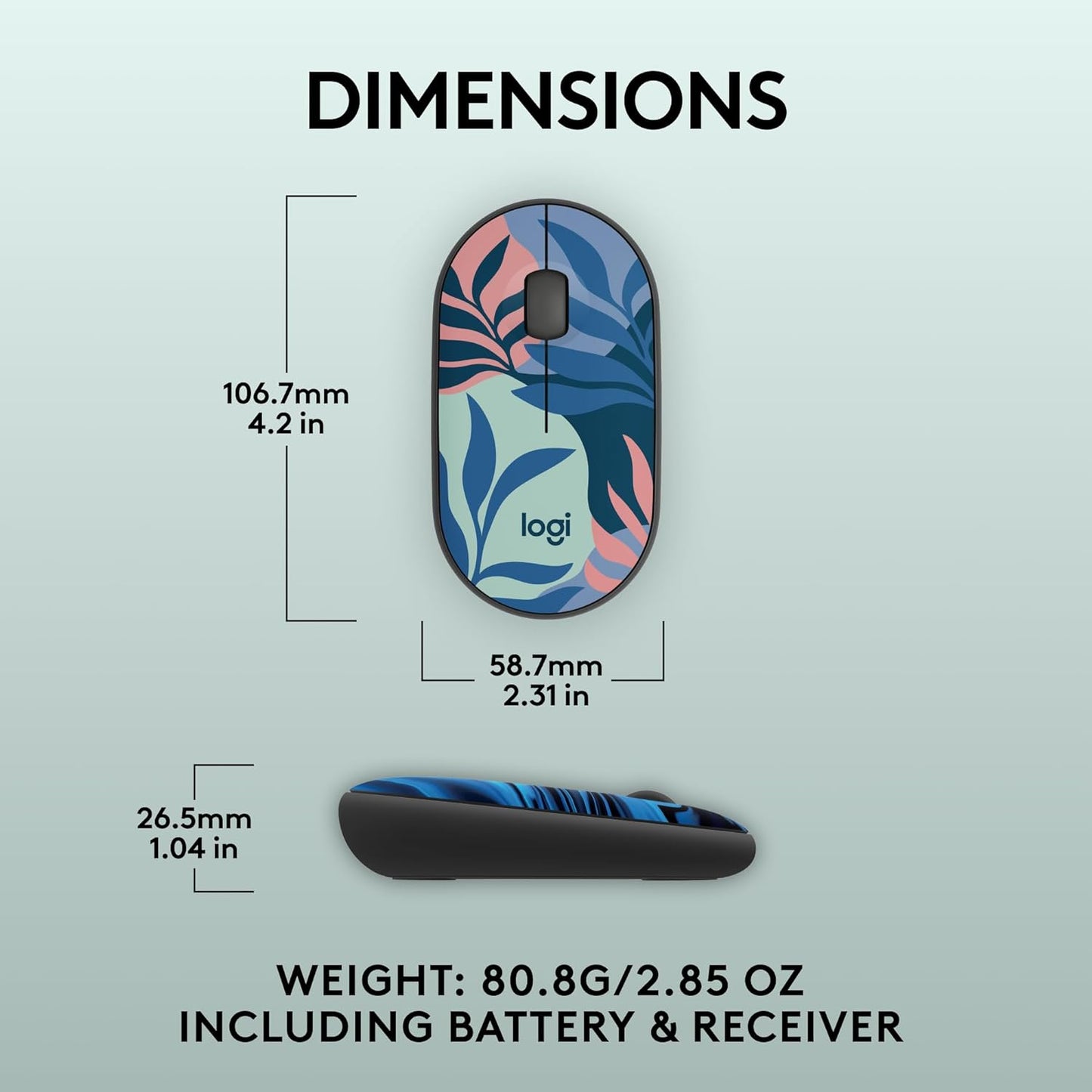 Logitech M340 Wireless Mouse with Limited Edition Prints, USB Receiver and Silent Clicks, Portable Wireless Mouse for Laptop, PC, Windows, Chrome, Surface – Floral Leaves