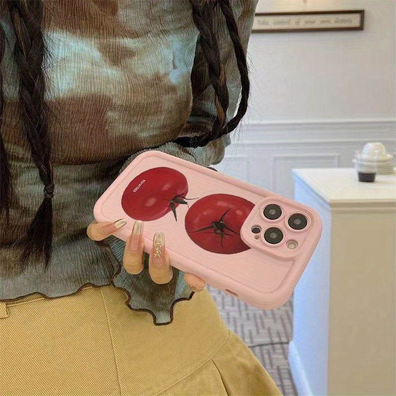 Cartoon Tomato Printed TPU Shockproof Phone Case Compatible with Iphone Models Including 16, 15 Pro Max, 15 Plus, 15 Pro, 15, 14 Pro Max, 14 Plus, 14 Pro, 14, 13 Pro Max, Pro Max, 12 Pro Max, 12 Pro, 12, 11 Pro Max, 11 Pro, 1