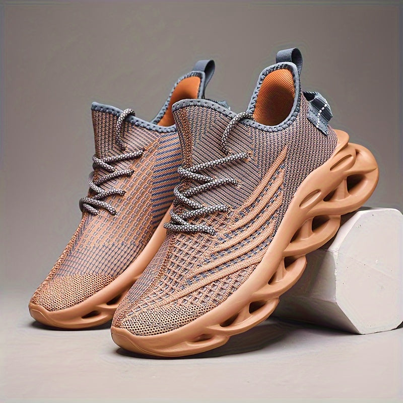 Breathable Knit Sneakers - Summer Height-Boosting Running Shoes | Fashionable & Casual Lace-Up Athletic Footwear for Men and Women | Durable EVA Sole | Perfect for Outdoor Activities | Black, White, Red, Summer Running Shoes|