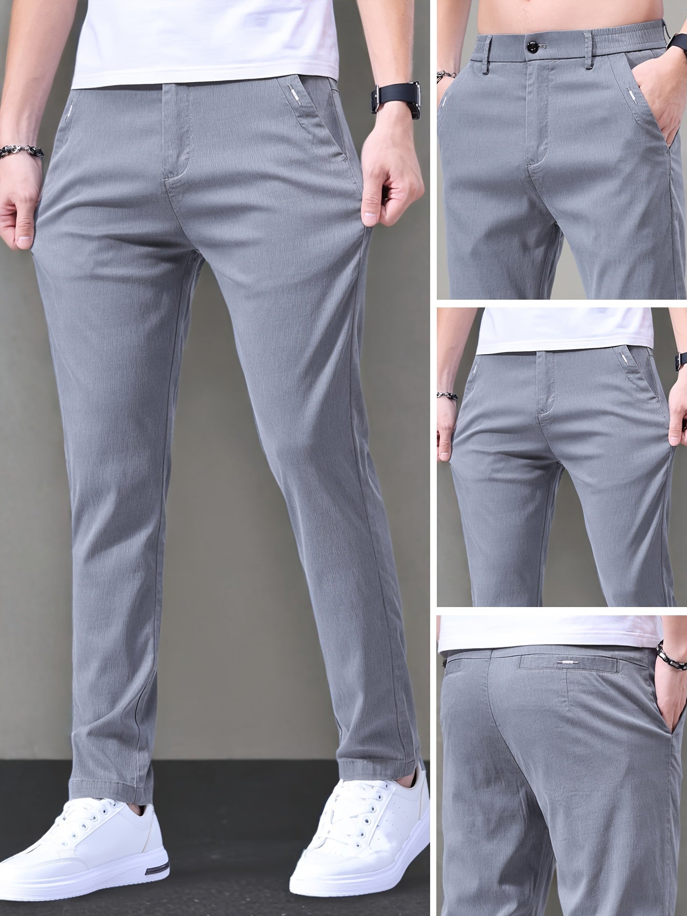 Men's Slim-Fit Summer Suit Pants with Stretch Lyocell Fabric
