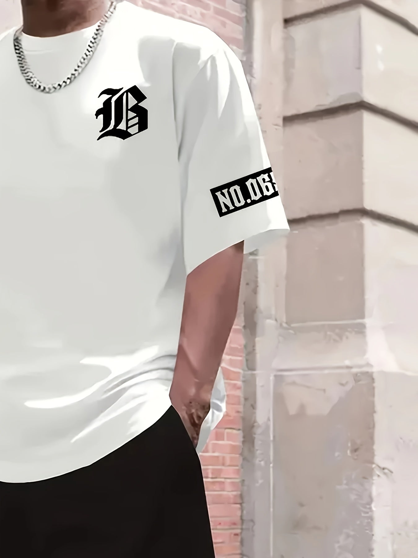 Men's Casual T-Shirt and Shorts Set with Bold "B" Print - Polyester Knit Fabric, Machine Washable, Summer Streetwear, Perfect for Outdoor Activities and Comfortable Leisure Wear