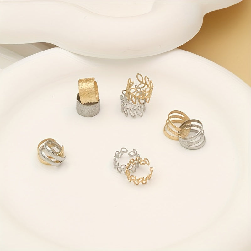 Set Of 5 Vintage C-shaped Ear Studs Without Ear Holes, Unique Ear Clip Set