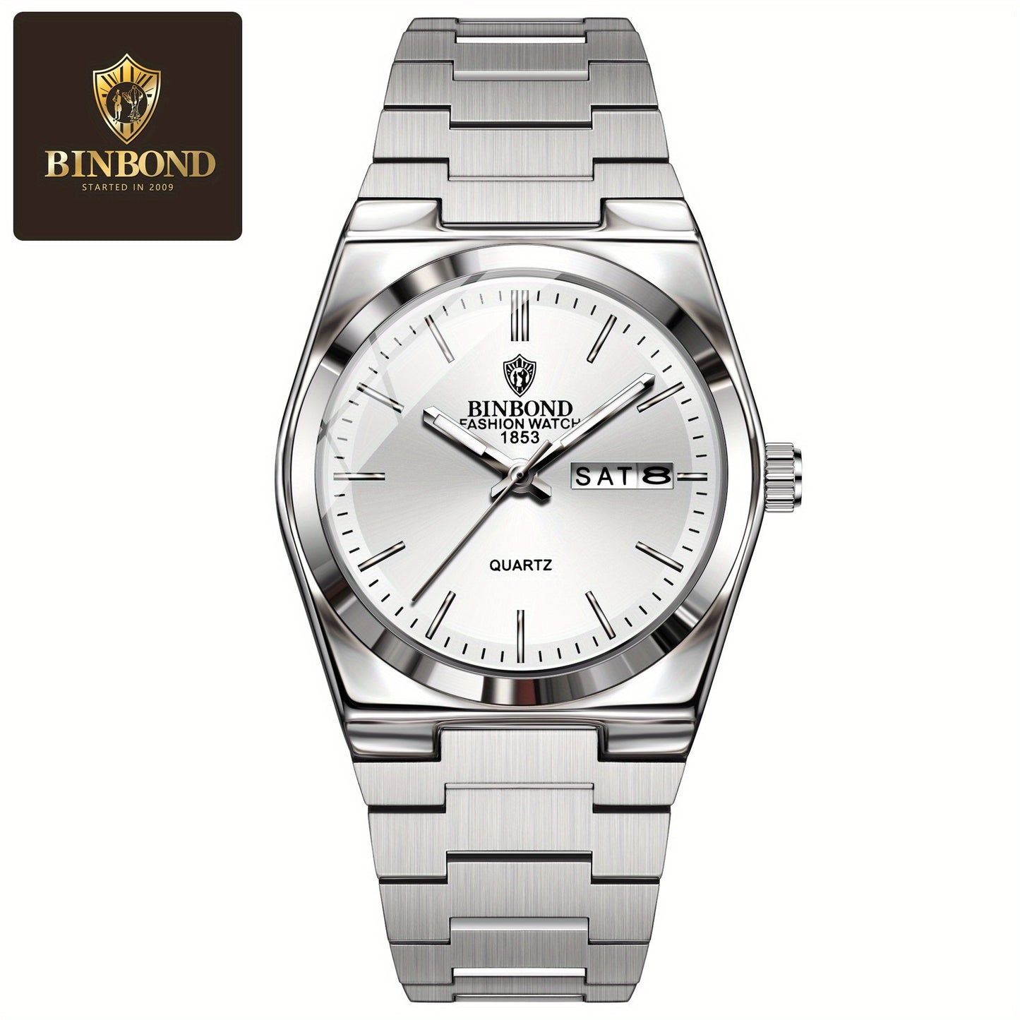 BINBOND Women'S Fashion Watch, Double Calendar, Quartz Movement, Stainless Steel Band, Round Case, Ideal for Daily Wear & Gifting, Stylish Accessory|Minimalist Design|Durable Watch