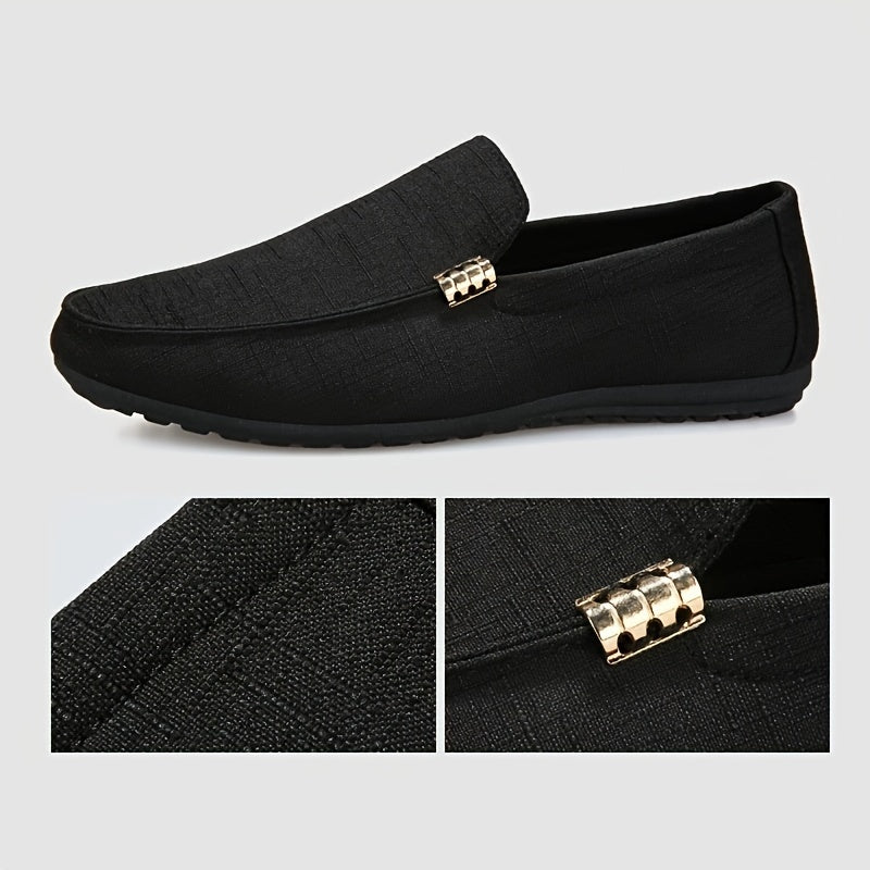 1 Pair Men'S Preppy Casual Slip-On Loafers - Faux Round Toe Shoes with EVA Insole, Breathable Fabric Lining, Wear-Resistant Sole for Outdoor, Hiking & Daily Use - Versatile for Spring/Summer & Fall/Winter