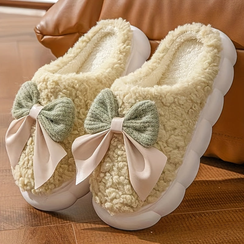 Women’s Plush Slip-On Slippers with Anti-Slip Thickened Soles