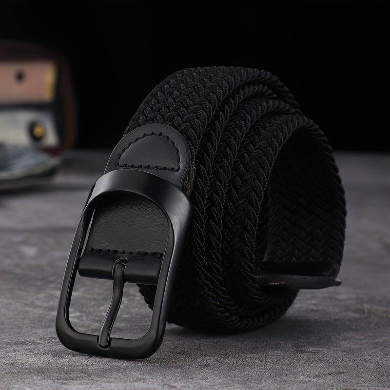 Men And Women's Elastic Woven Belt With Button Buckle, For Casual Jeans Christmas Gift