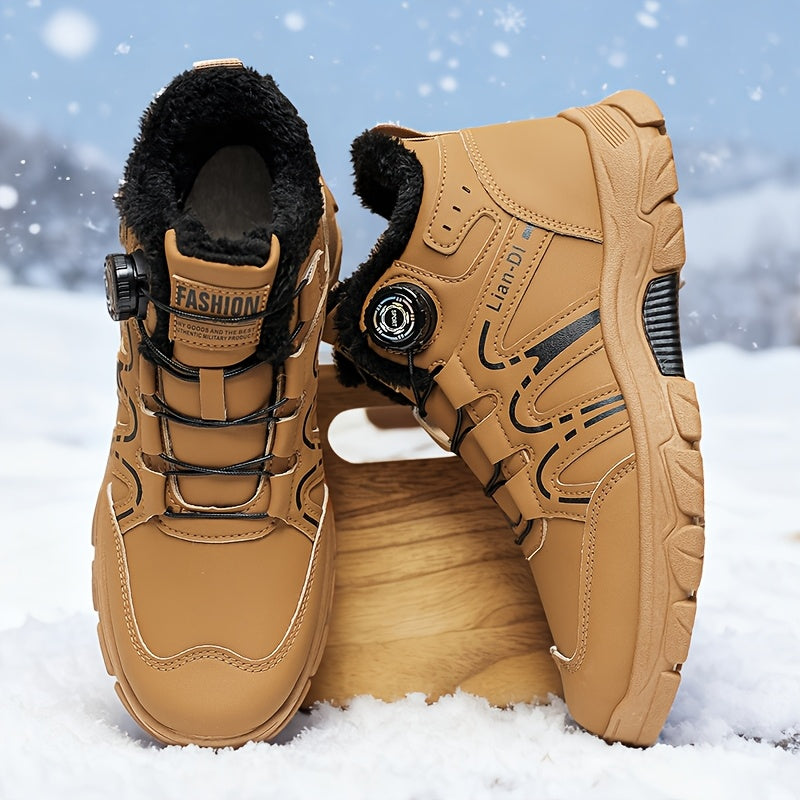 Men's Winter Warm Mid-Calf Boots with Upper & PVC Traction Outsole - Heavy-Duty Cold-Resistant Shoe for Snow, Ice, Slush - Cushioned Insole - Casual, Driving, Outdoor (Model 55017) - Ideal for /urban Use too