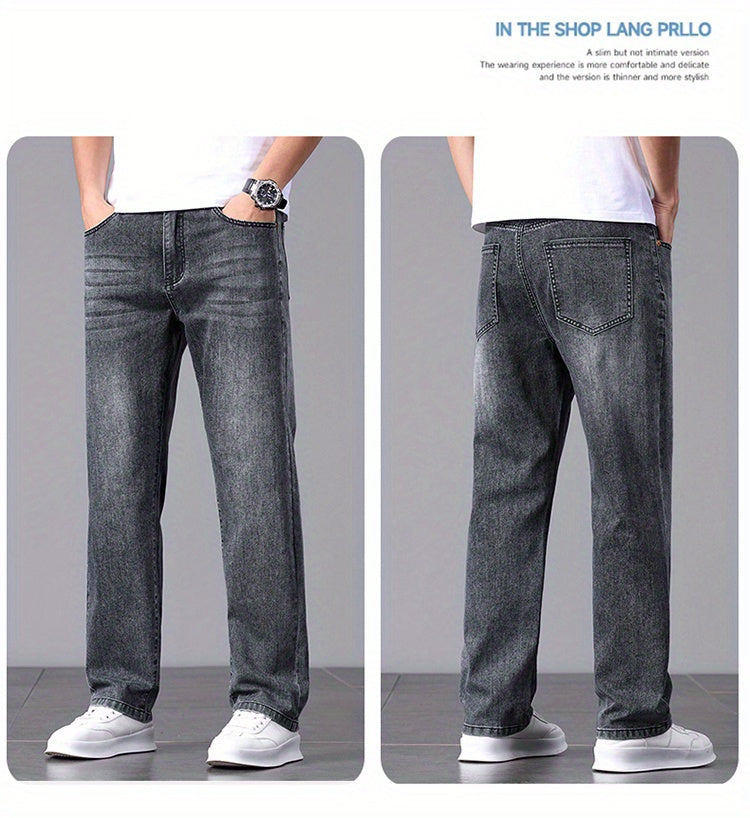 Men'S Stretchy Long Pants, Stylish And Versatile, Slim Fit, Breathable, Trendy Denim Trousers for Spring And Summer.