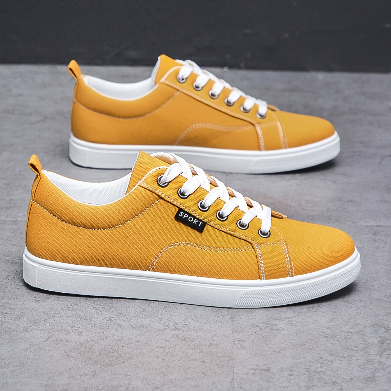 Men's Canvas Skate Shoes, Casual Outdoor Non-slip Lace-up Walking Sneakers, Flat Shoes