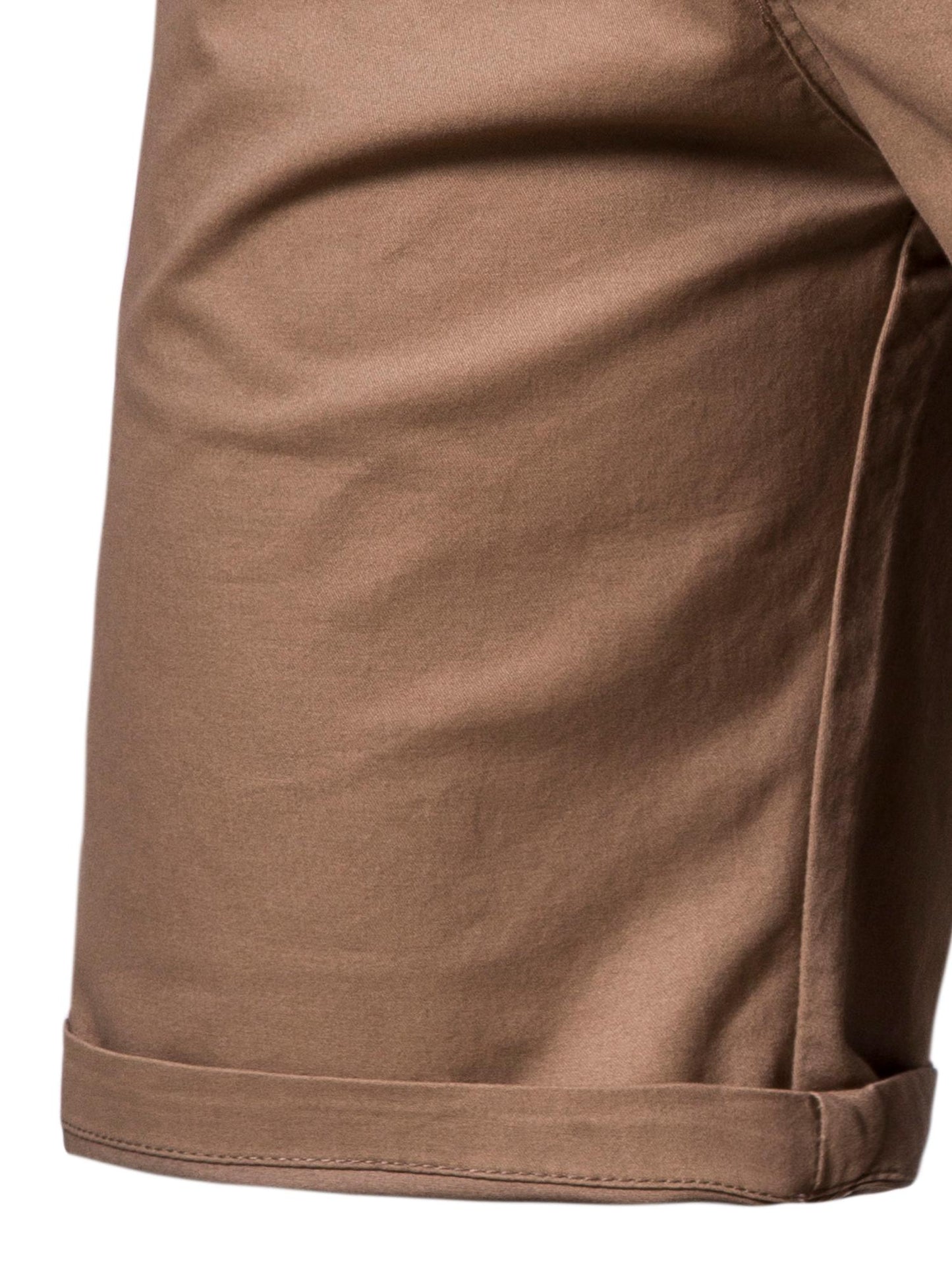 Men's Classic Fit Cotton Twill Flat Front Solid Chino Short With Slant Pockets And Elastic Waist