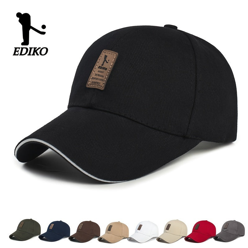 EDIKO Unisex Baseball Cap, 100%, Breathable Sun Protection Hat for Men & Women, Casual Outdoor Golf Cap, Woven, Hand Washable - Black